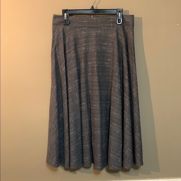 Amina Rubinacci Elegant Gray Women's Flared Midi Wool Blend Skirt